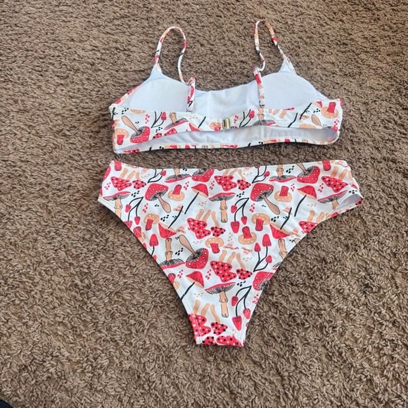 SHEIN Mushroom Print Two Piece Swimsuit Bathing Suit Size L NEW - Picture 4 of 5
